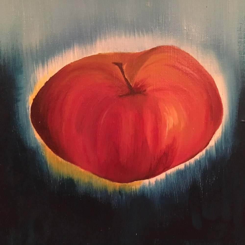 Original acrylic painting on canvas - Floating Tomato 9" x 11" x 1.5"